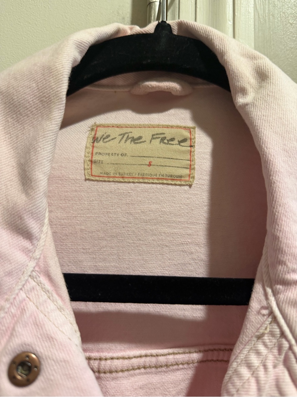 Free People Pastel Pink Cropped Denim Jacket - Picture 4 of 6